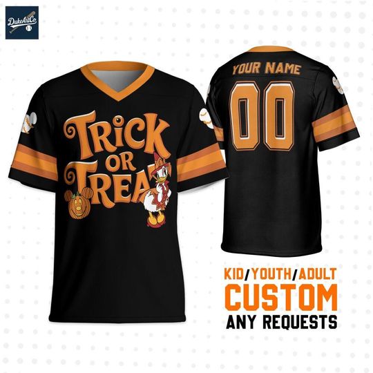 Custom Disney Daisy Trick Or Treat Halloween Football, Custom Disney Football Jersey Sports, Cute Gifts For Fans Disney, Best Birthday Gift