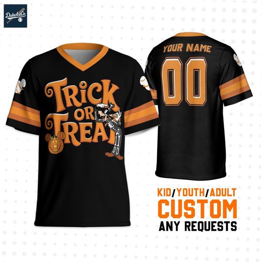 Custom Disney Goofy Trick Or Treat Halloween Football, Custom Disney Football Jersey Sports, Cute Gifts For Fans Disney, Best Birthday Gift