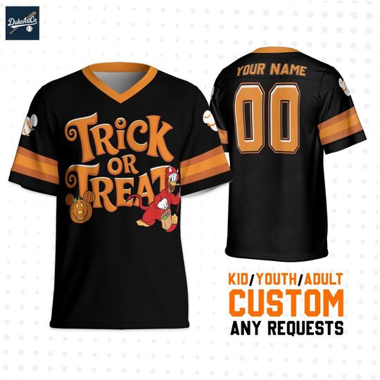 Custom Disney Donald Trick Or Treat Halloween Football, Custom Disney Football Jersey Sports, Cute Gifts For Fans Disney, Best Birthday Gift