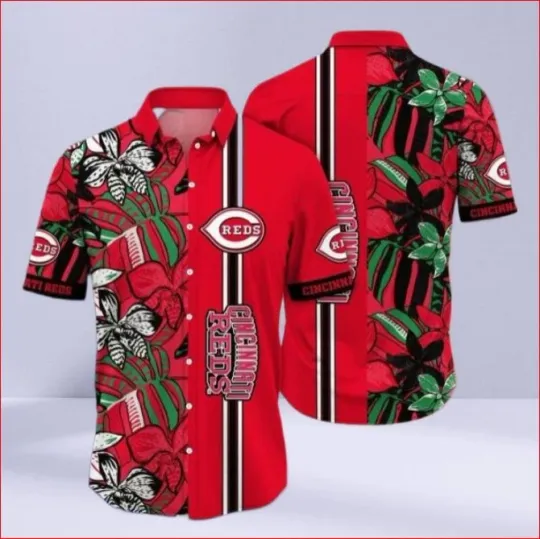 Discover Floral Stripe Pitch – Cincinnati Reds Tropical Hawaiian Shirt