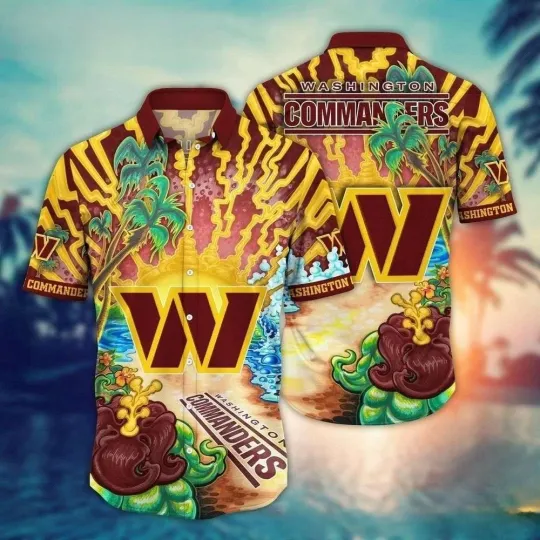 Discover Commanders Oceanfront – Vibrant Tropical Beach Hawaiian Shirt