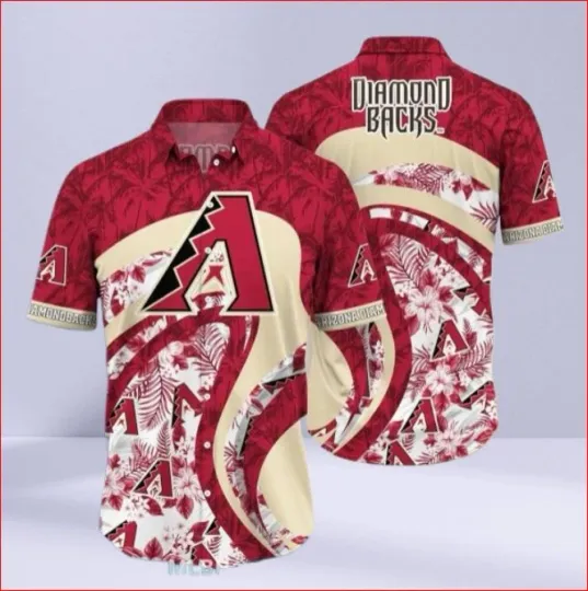 Big A Logo Red Swirl Diamondbacks Hawaiian Shirt