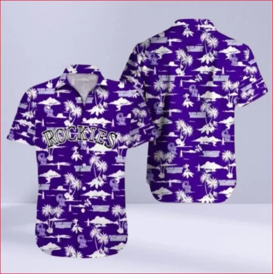 Purple Tropical Skyline Rockies Hawaiian Shirt