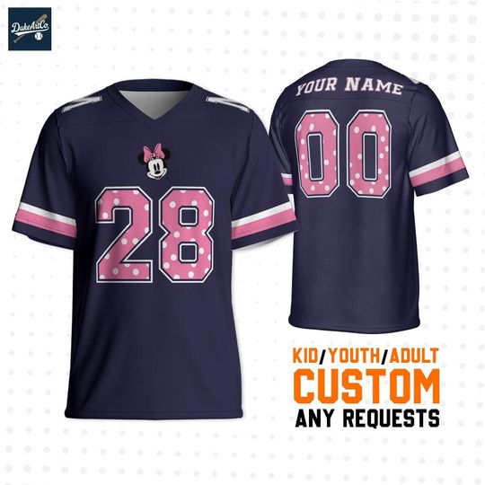 Discover Personalize Disney Classic Minnie Mouse, Custom Disneyland Jersey, Football Team, Mickey Mouse Birthday, Gift for Disney Fans