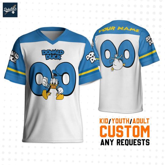 Personalize Disney Donald Duck Funny, Custom Disneyland Jersey, Football Team, Mickey Mouse Birthday, Gift for Disney Fans