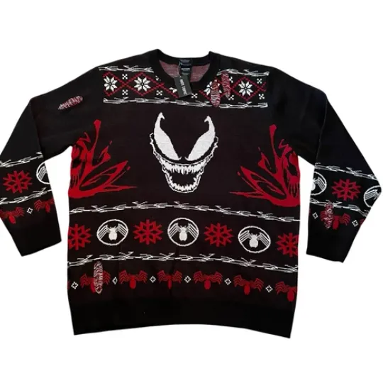 Our Universe Marvel Venom Holiday Fair Isle Sweater Medium