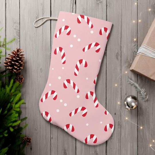 Discover Christmas Stocking, Candy Cane Pattern, Holiday Mantel Decor, Fireplace Decoration, Festive Home Accent
