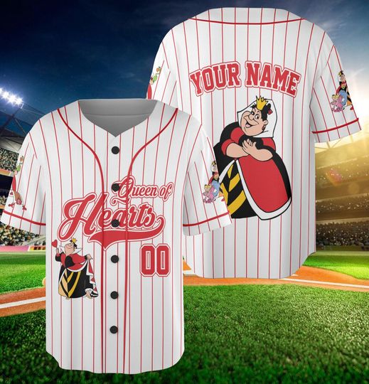 Alice in Wonderland Queen of hearts Jersey Shirt, Disney Red Queen Baseball Jersey, Queen of hearts Cosplay, Magic Kingdom Shirt