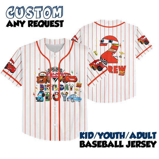 Discover Lightning McQueen Birthday Baseball Jersey, Disney Cars Birthday Family Jersey, McQueen Birthday Boy Jersey, Pixar Racing Jersey