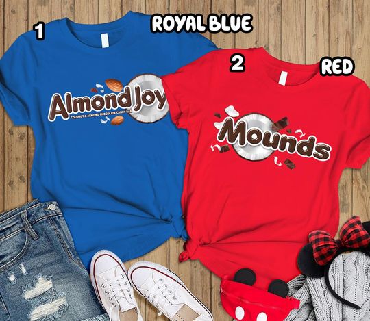 Candy Bar Couple Halloween Shirt, Almond Joy And Mounds Halloween Costume, His And Her Candy Halloween Matching Shirt, Family Halloween Trip
