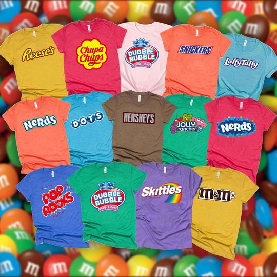 Candy Chocolate Costume T-Shirt, Candy Costume Shirt, Friend Officer Teacher Costume Party Idea For Halloween, Halloween Matching Group