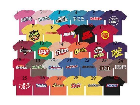Fun Candy Group Costumes Shirt for Family - Halloween Tshirt, Chocolate Bar Matching Costume Halloween Shirt, Teachers Halloween Group Shirt