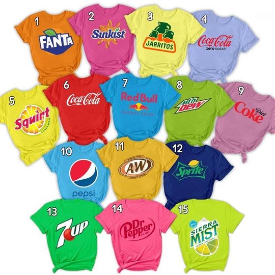Discover Soda Drinks Group Halloween Shirts, Group Soda Tshirt, Soft Drink Costume, Youth Cheer Shirt Friend Work Office Teacher Halloween Costume