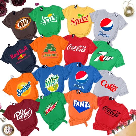 Discover Soda Drinks Group Halloween Shirt, Soda Drinking Party Halloween Costume Shirt, Soft Drink Halloween Costume For Family Group T Shirt
