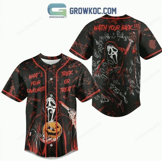 Discover Horror Trick Or Treat Halloween Baseball Jersey Spooky Retro Shirt