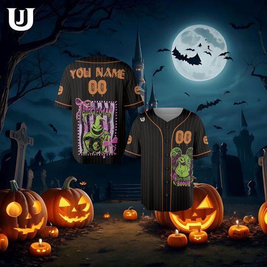 Discover Personalized Oogie Boogie Baseball Jersey, Nightmare Before Christmas Jersey, Disney Halloween Horror Shirt, Disneyland Trip Jersey