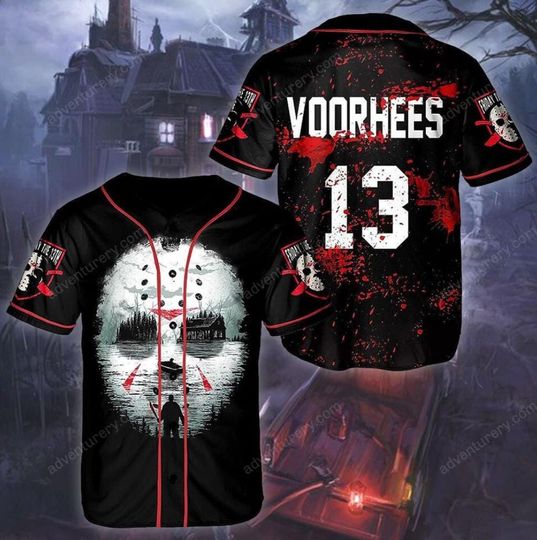 Discover Personalized Voorhees Shirt, Halloween Baseball Jersey, Horror Jersey, Voorhees Costume