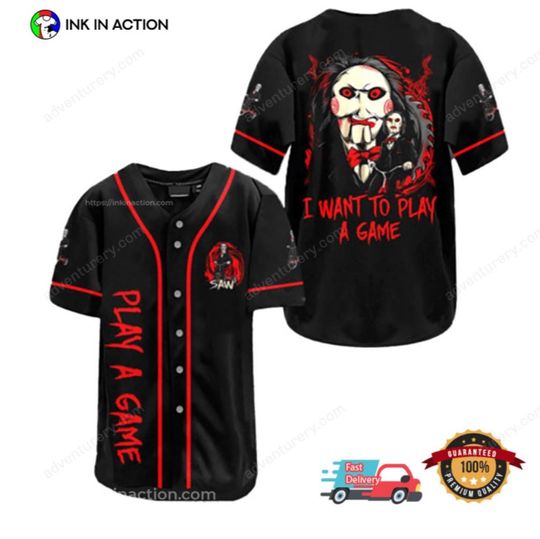 Discover Saw Jigsaw I Want To Play A Game Halloween Baseball Jersey Outfit Mens