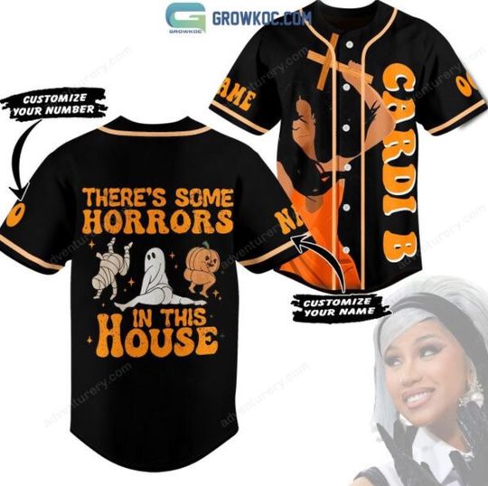 Cardi B There's Some Horrors In This House Halloween Personalized Baseball Jersey