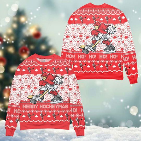 Discover Merry Hockeymas Christmas Ugly Sweater, Canada Hockey Sweatshirt