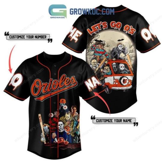 Baltimore Orioles Mix Horror Movies Halloween Let Go O's Personalized Baseball Jersey