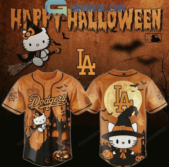 Discover Los Angeles Dodgers Hello Kitty Halloween 2025 Baseball Jersey