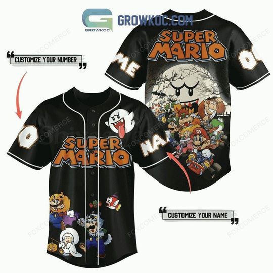 Discover Super Mario Halloween Baseball Jersey Retro Spooky Shirt