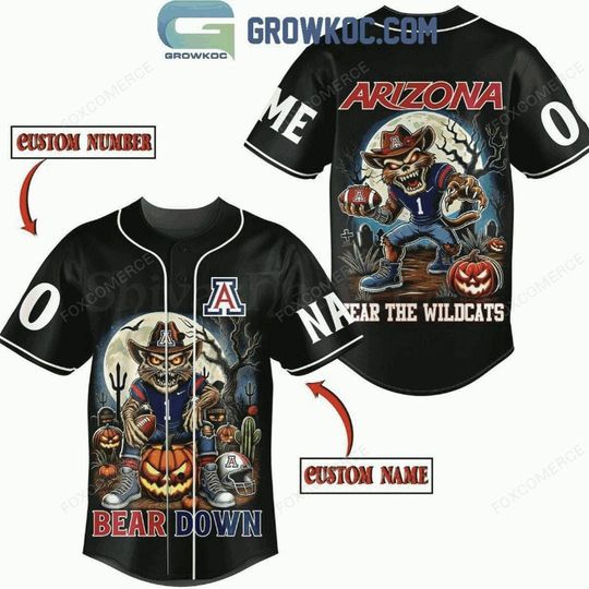 Discover Arizonna Wildcats Bear Down Halloween Baseball Jersey Personalized Shirt