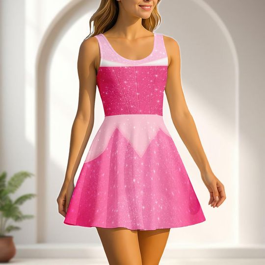 Princess Aurora Skater Dress, Disney Princess Cosplay Women Dress, Halloween Party Dress