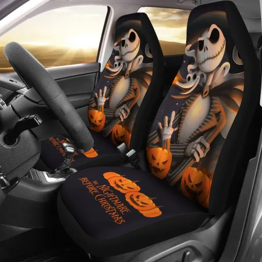 Nightmare Before Christmas Car Seat Cover with Jack Skellington and Zero Design