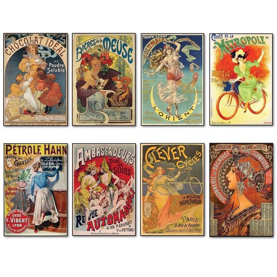 Discover Vintage French Art Nouveau Bohemian Poster Prints Magnets - No.1