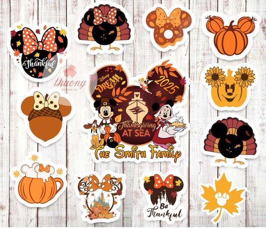 Personalized Thanksgiving at sea Disney Cruise Line Halloween magnet, Mickey & friends magnet, Thankful Turkey Pumpkin Latte Autumn magnet