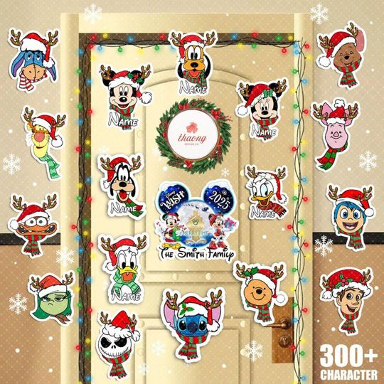 All characters Disney Cruise Line Christmas magnet, Mickey & friends Santa Claus Cruise magnet, Very Merrytime Cruise magnet decoration