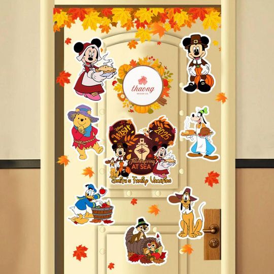 Personalized Thanksgiving at sea Disney Cruise Line Halloween magnet, Mickey & friends magnet Thankful Turkey Pumpkin grateful Autumn magnet