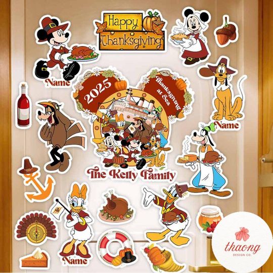 Discover Personalized Disney Cruise Line Thanksgiving magnet, Mickey & friends Pumpkin Thankful Grateful magnet, Thanksgiving at sea 2025 magnet