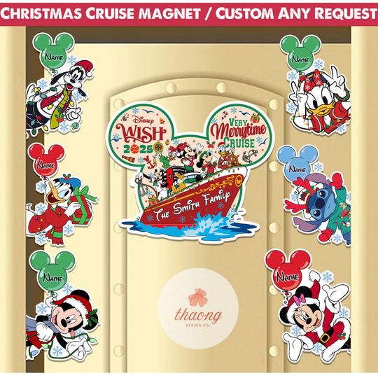 Personalized Disney Cruise Line Christmas magnet, Mickey & friends princess  Stitch toy story Cruise magnet, Very Merrytime Cruise magnet