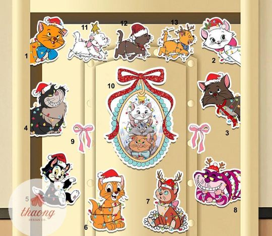 Discover All characters Cats Disney Cruise Line Christmas magnet, Disney cats lover family Cruise magnet, Marie The Aristocats Cheshire Figaro magnet