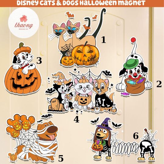 Discover Personalized Disney cats & dogs Disney Cruise Line Halloween magnet, Aristocats Skinly dog Si n Am magnet, Halloween on the High seas 2025