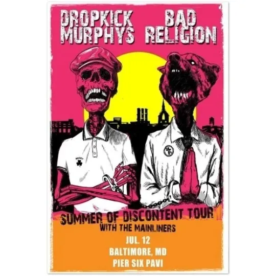 Discover Dropkick Murphys & Bad Religions Summer Tour 2025 Poster Baltimore