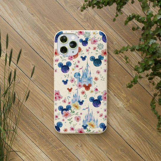 Discover Biodegradable Phone Case, Eco-Friendly Mickey Mouse Floral Phone Case