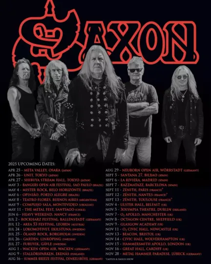 Saxon Band Tour 2025 Vertical Poster