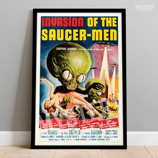 Invasion of the Saucer-Men 1957 Vintage Science Fiction Martian Alien UFO Movie Poster / Wall Decor Art Print #31
