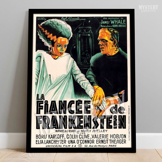 Discover Bride of Frankenstein 1935 Vintage French (La Fiance de Frankenstein) Monster Horror Movie Poster / Wall Decor Art Print #126