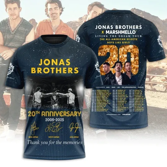 Jonas Brothers Living The Dream Tour 2025 3D T-Shirt