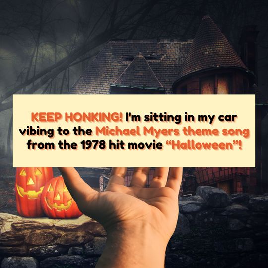 Halloween Movie Michael Myers Car Bumper Sticker | Keep Honking Michael Myers Theme Song | Funny meme car accessory | 90's Music Fall Gift