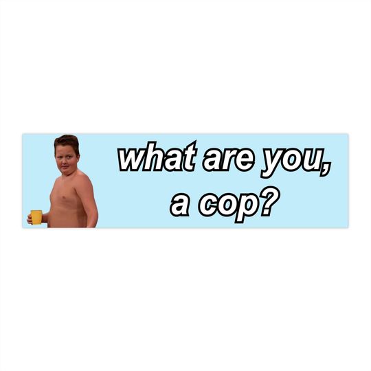 Gibby Icarly "What are you, a cop?" | Bumper Sticker AND Magnet | Funny Meme Sticker | 8.7'' X 2.7'' | Waterproof Quality