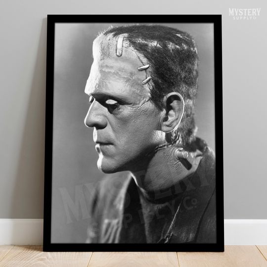 Discover Frankenstein 1935 Vintage Boris Karloff Horror Movie Monster Profile Portrait Photo Poster / Wall Decor Art Print #152