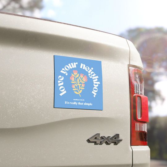 Love Your Neighbor Inspirational Car Magnets  - Cute Car Decor, Bible Verse, Christian Merch, Summer Vibes, Road Trip Essentials
