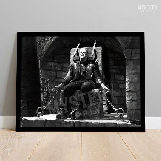 Discover Frankenstein 1935 Vintage Horror Movie Monster Bound in Chains Photo Poster (From The Bride of Frankenstein) / Wall Decor Art Print #122