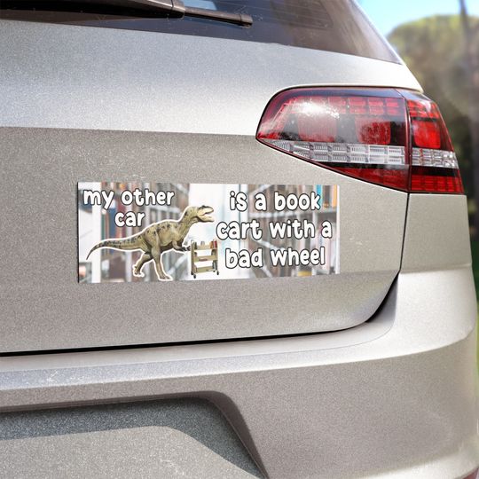 Discover My Other Car Is A Book Cart Car Bumper Magnet, Librarian Car Accessories, Library Worker Gift, Bookish Magnet